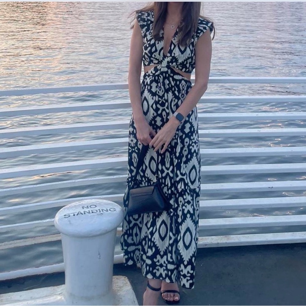 Steve Madden Black and White Geometric Maxi Dress